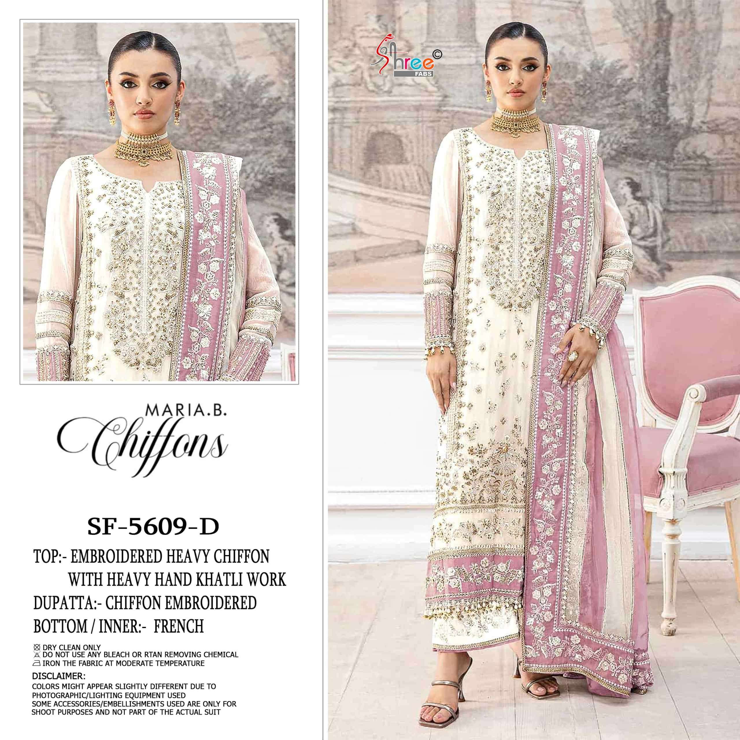 Shree Fab SF-5609 Chiffon Embroidery Unstitched Pakistani Suit