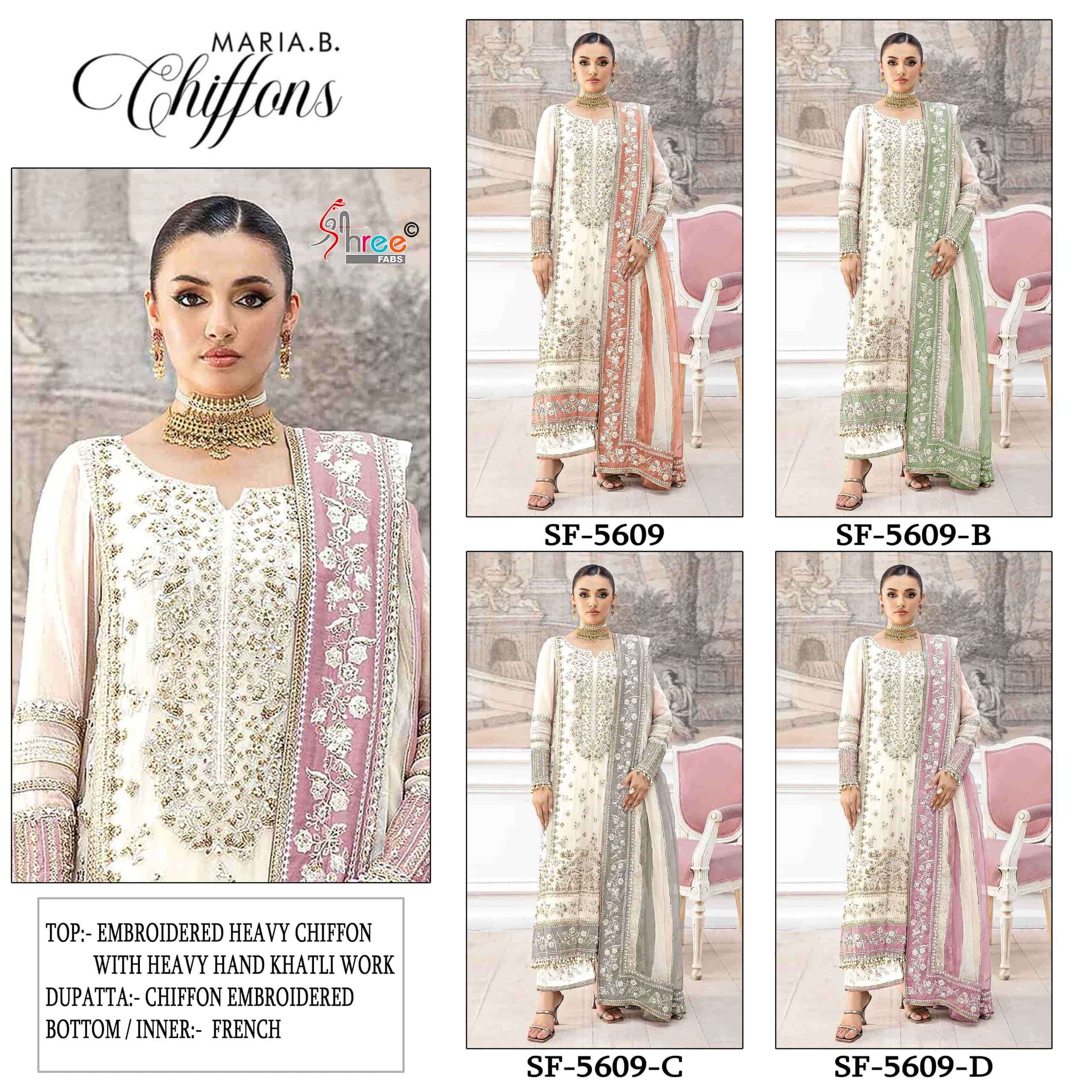 Shree Fab SF-5609 Chiffon Embroidery Unstitched Pakistani Suit