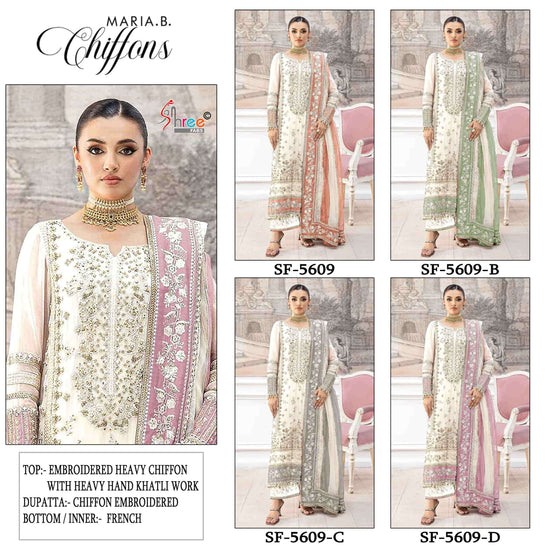 Shree Fab SF-5609 Chiffon Embroidery Unstitched Pakistani Suit