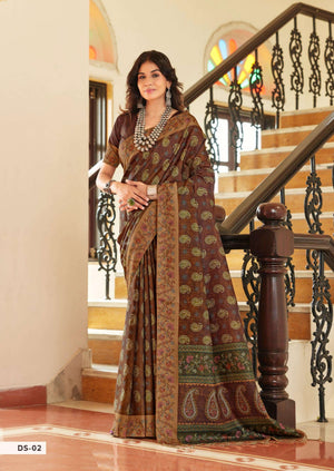 Shreyans Fashion Darbhanga Cotton Silk Printed Saree