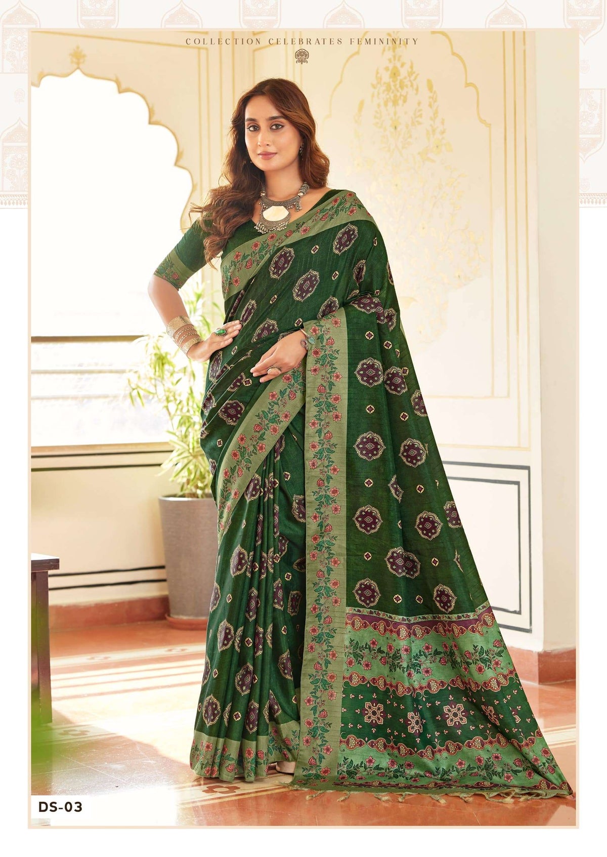 Shreyans Fashion Darbhanga Cotton Silk Printed Saree