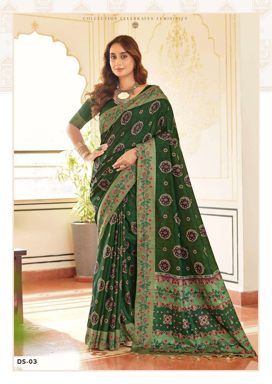 Shreyans Fashion Darbhanga Cotton Silk Printed Saree