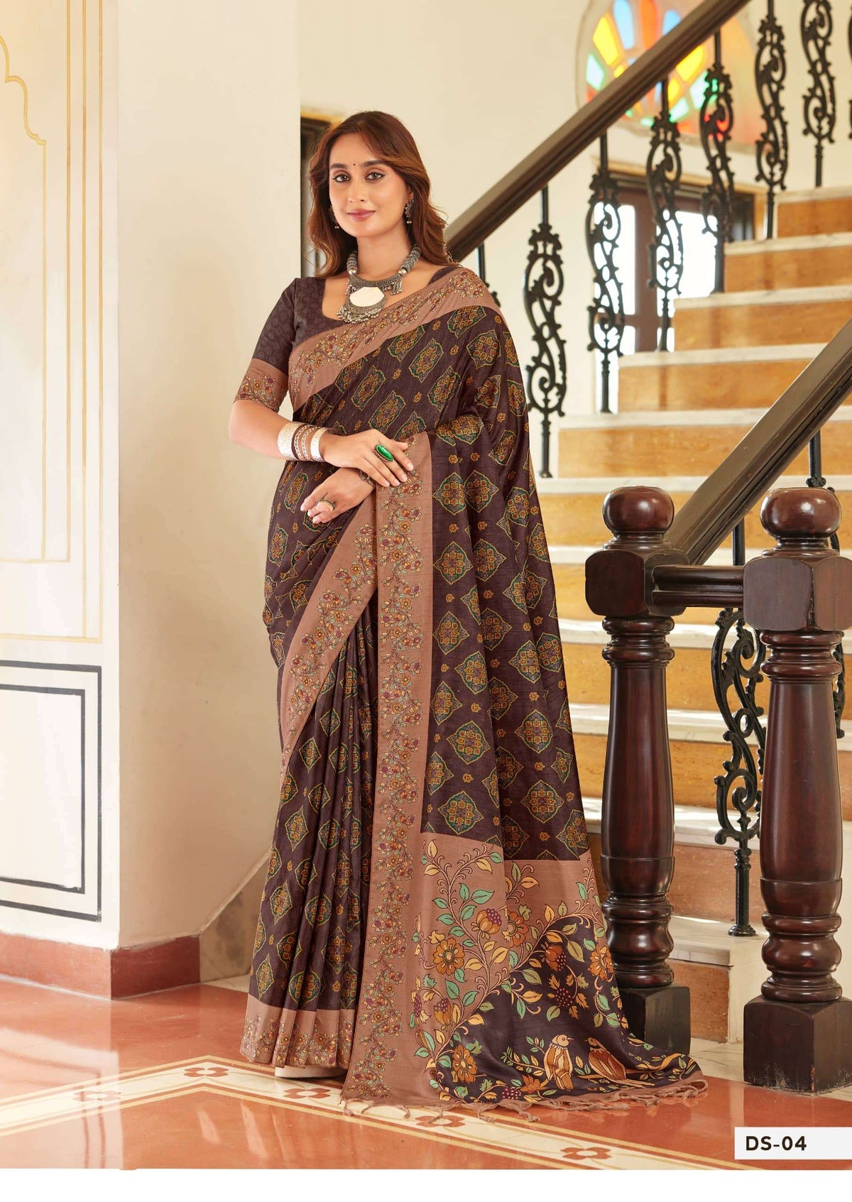 Shreyans Fashion Darbhanga Cotton Silk Printed Saree