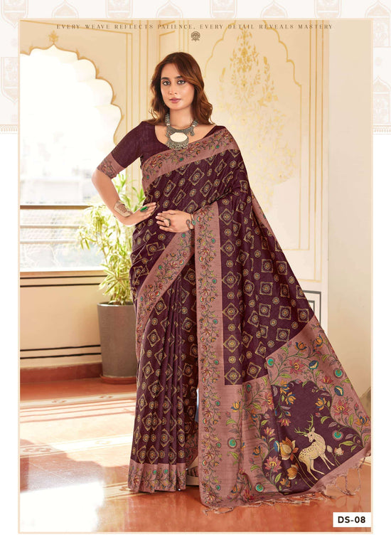 Shreyans Fashion Darbhanga Cotton Silk Printed Saree