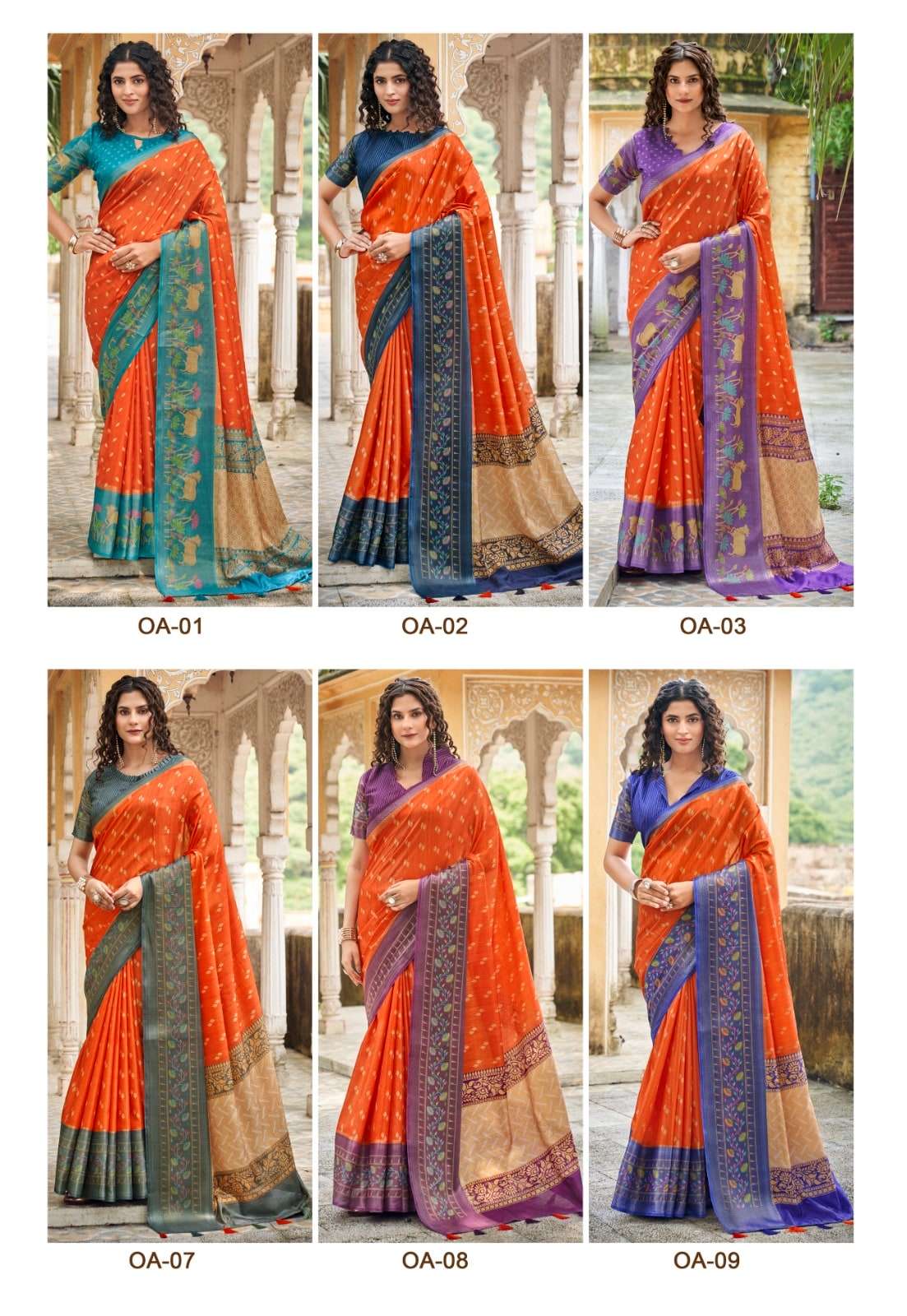 Shreyans Fashion Orange Art Premium Tussar Printed Saree