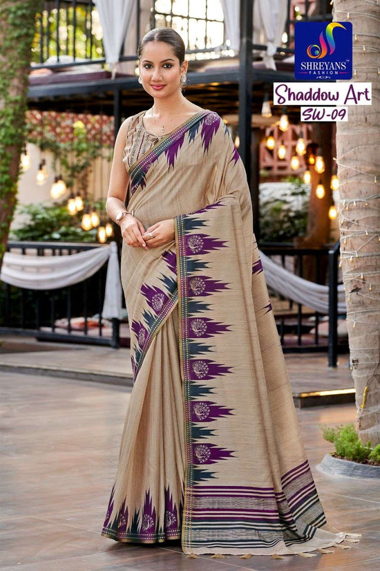 Shreyans Fashion Shadow Art Tussar Silk Sarees - Amrah Wholesale