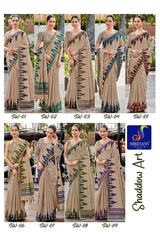 Shreyans Fashion Shadow Art Tussar Silk Sarees - Amrah Wholesale