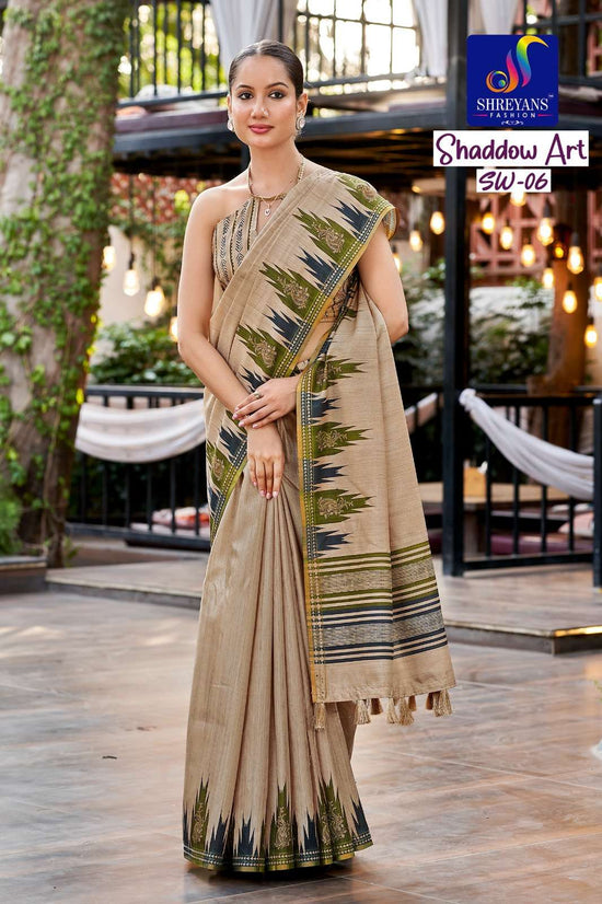 Shreyans Fashion Shadow Art Tussar Silk Sarees - Amrah Wholesale