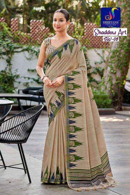 Shreyans Fashion Shadow Art Tussar Silk Sarees - Amrah Wholesale