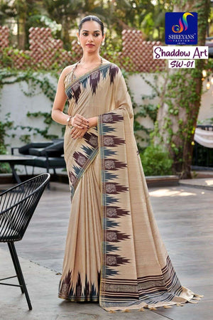 Shreyans Fashion Shadow Art Tussar Silk Sarees - Amrah Wholesale