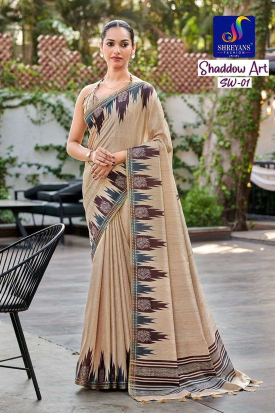 Shreyans Fashion Shadow Art Tussar Silk Sarees - Amrah Wholesale