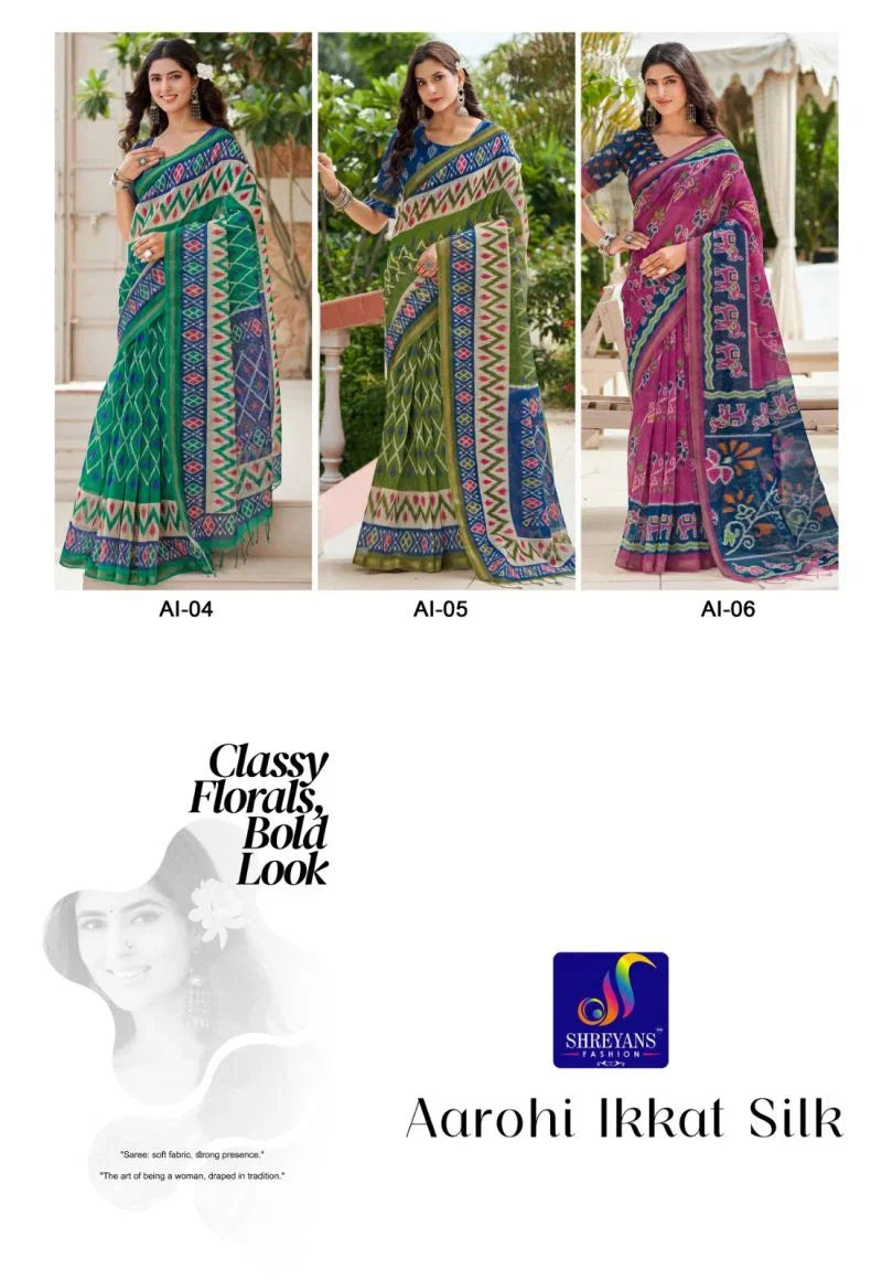 Shreyans Fashion Shreyans Aarohi Ikkat Silk Cotton Silk Saree