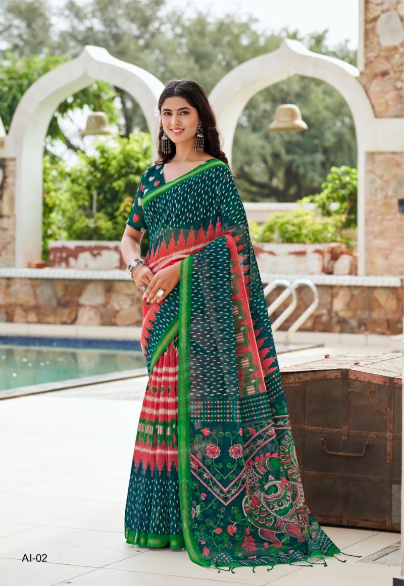 Shreyans Fashion Shreyans Aarohi Ikkat Silk Cotton Silk Saree