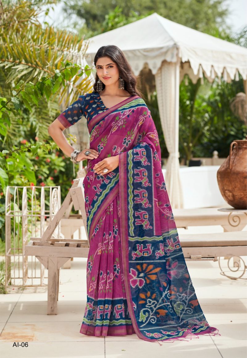 Shreyans Fashion Shreyans Aarohi Ikkat Silk Cotton Silk Saree