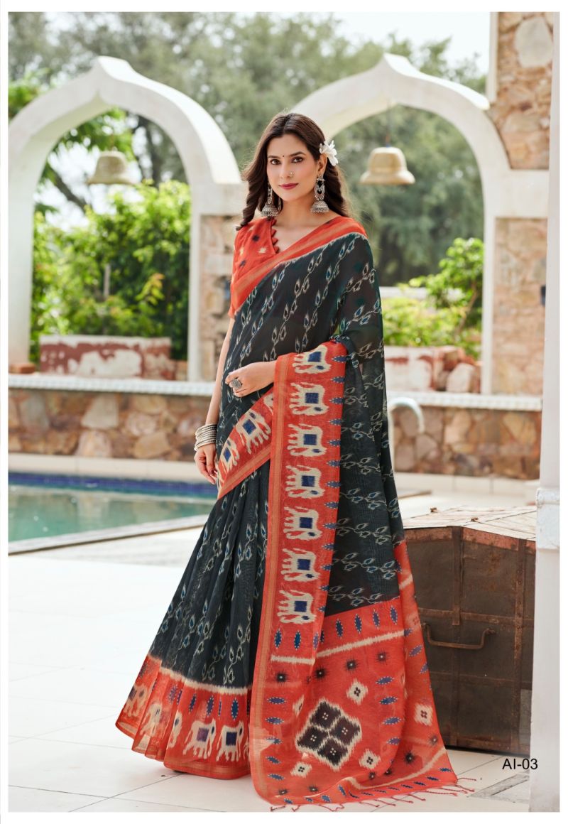 Shreyans Fashion Shreyans Aarohi Ikkat Silk Cotton Silk Saree