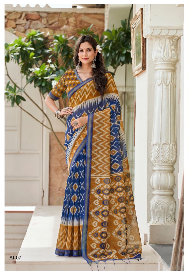 Shreyans Fashion Shreyans Aarohi Ikkat Silk Cotton Silk Saree