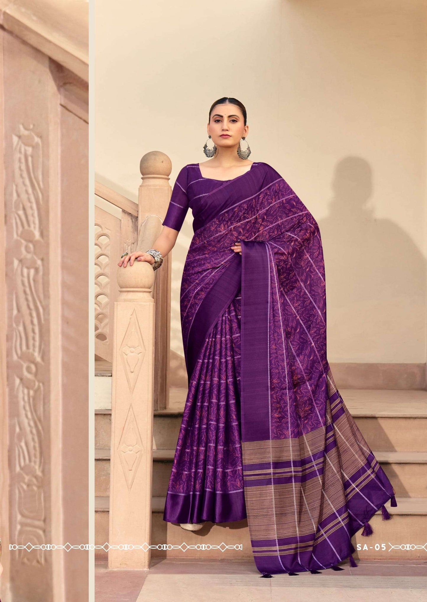 SHREYANS FASHION SINDH CREAP ART Crepe Silk Sarees