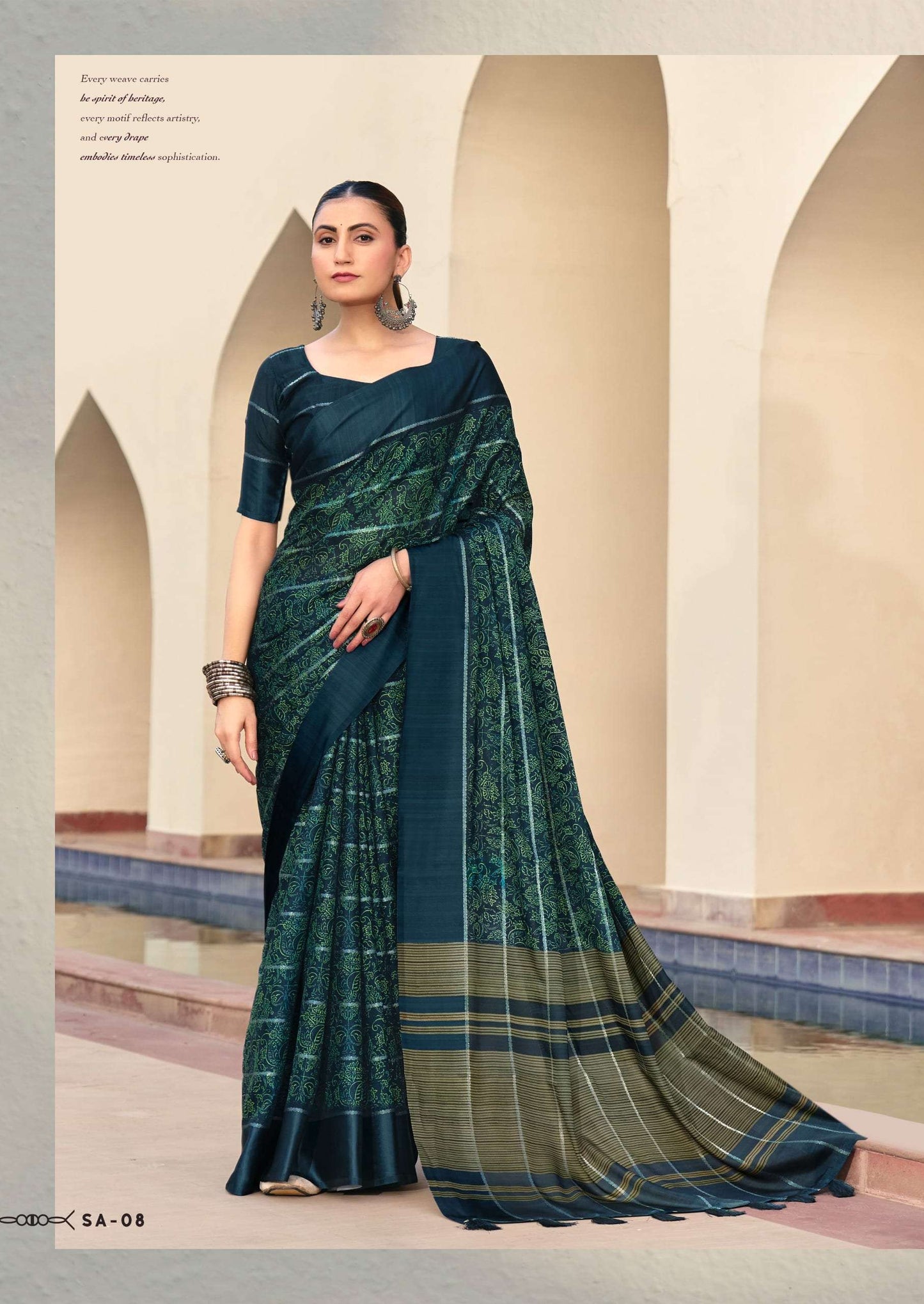 SHREYANS FASHION SINDH CREAP ART Crepe Silk Sarees