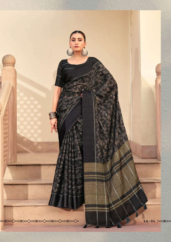 SHREYANS FASHION SINDH CREAP ART Crepe Silk Sarees