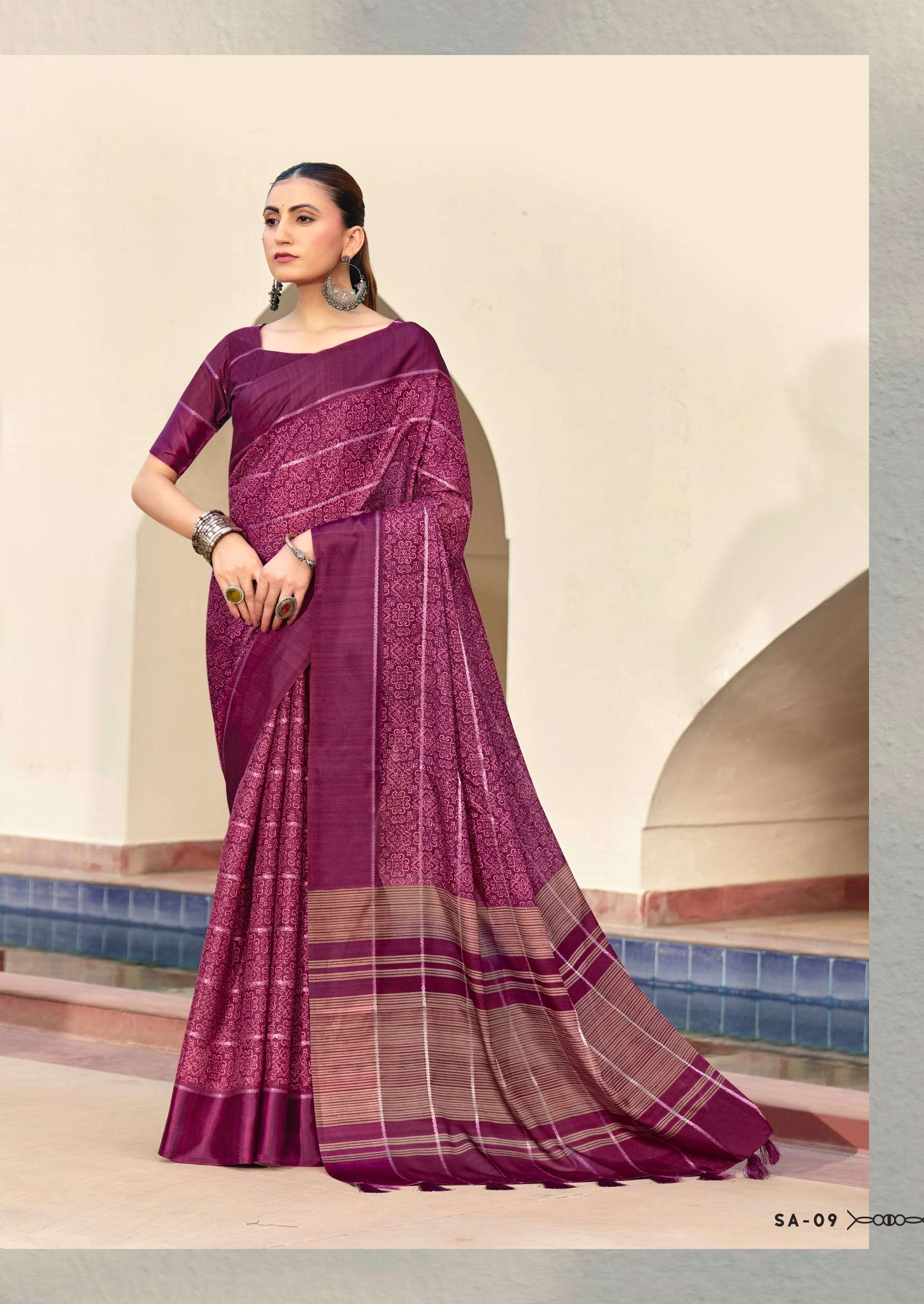 SHREYANS FASHION SINDH CREAP ART Crepe Silk Sarees