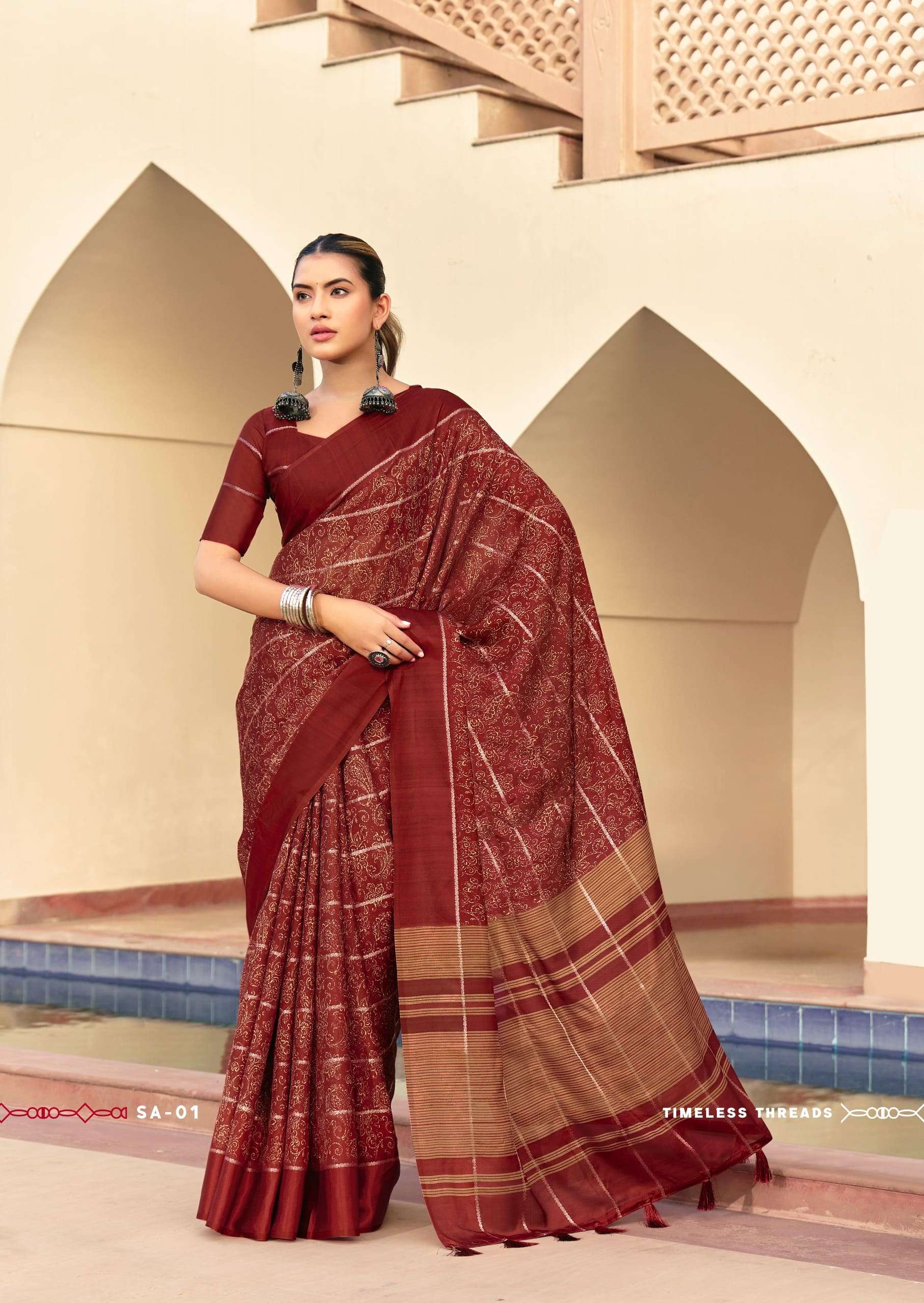 SHREYANS FASHION SINDH CREAP ART Crepe Silk Sarees
