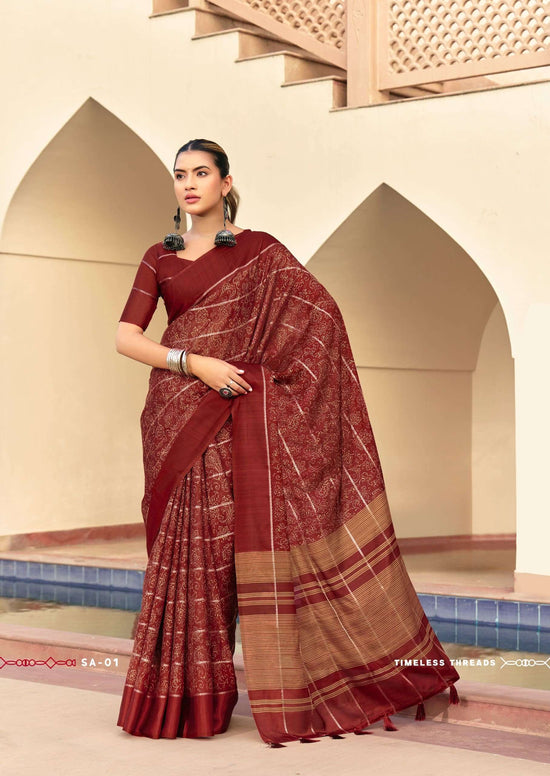 SHREYANS FASHION SINDH CREAP ART Crepe Silk Sarees