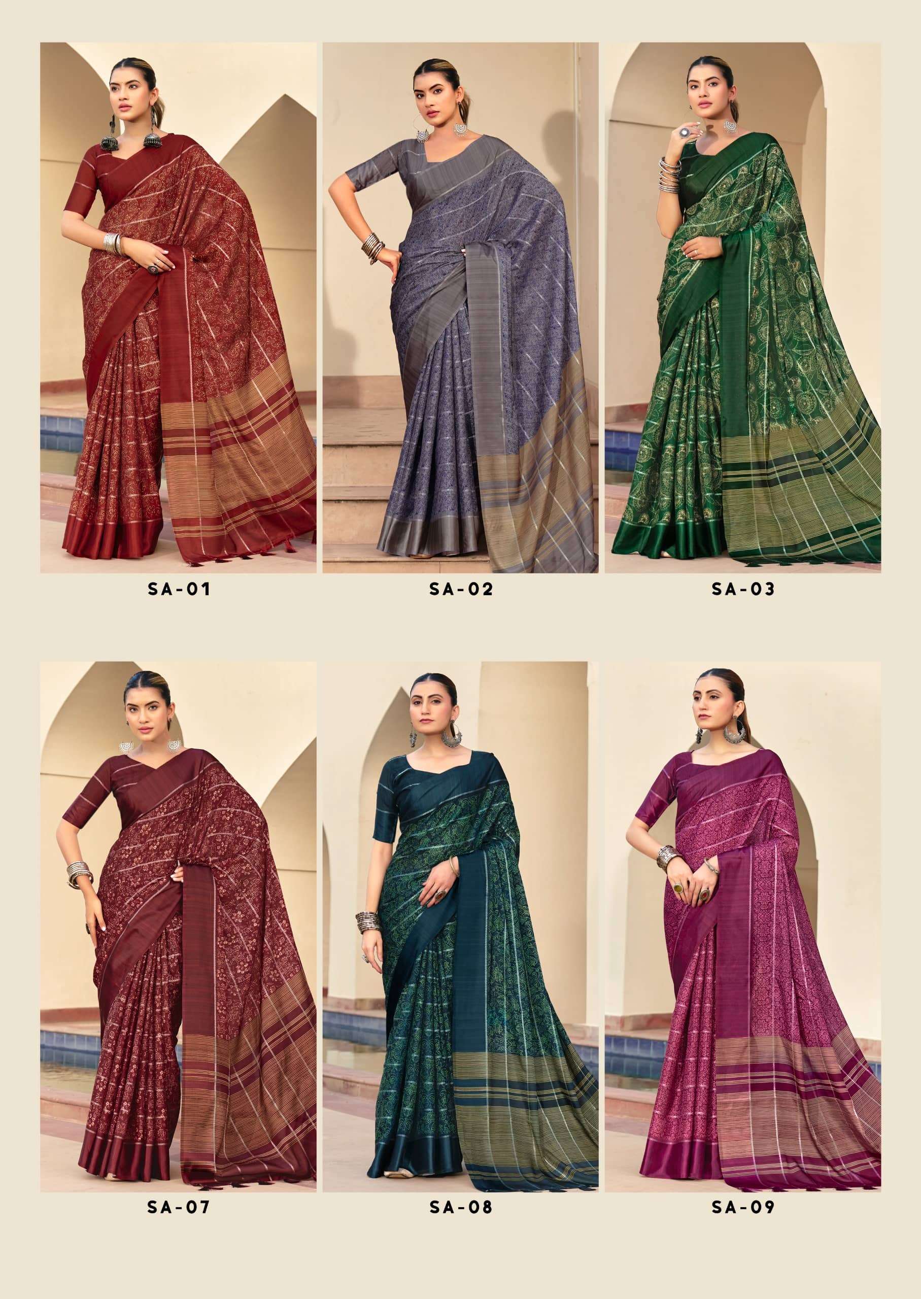 SHREYANS FASHION SINDH CREAP ART Crepe Silk Sarees