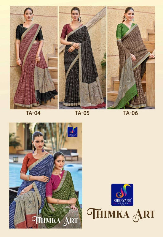 SHREYANS FASHION Thimka Art Silk Heavy Work Saree