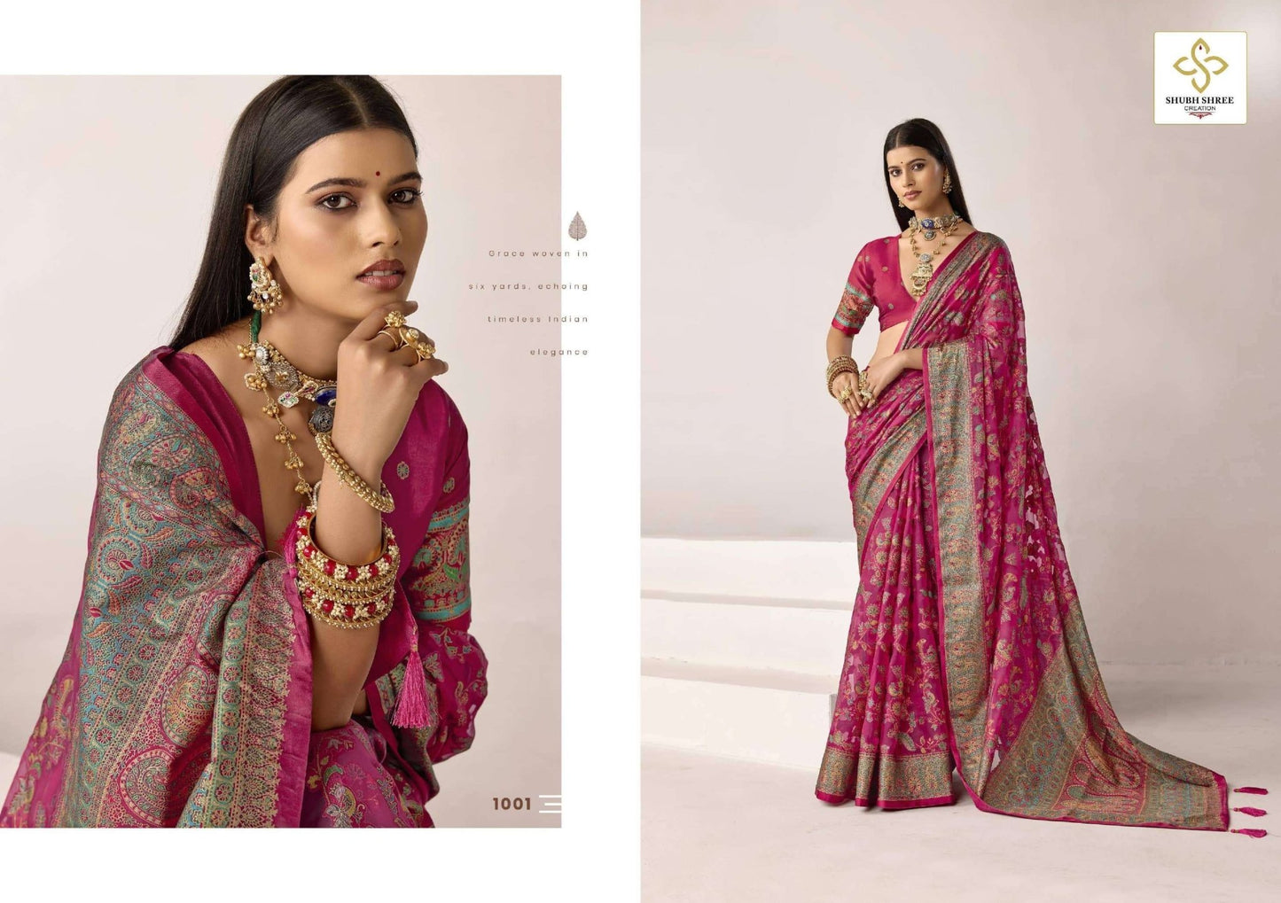 Shubh Shree Creation Meenakari 1001 To 1006 Series Saree Wholesale Catalogue - Amrah Wholesale