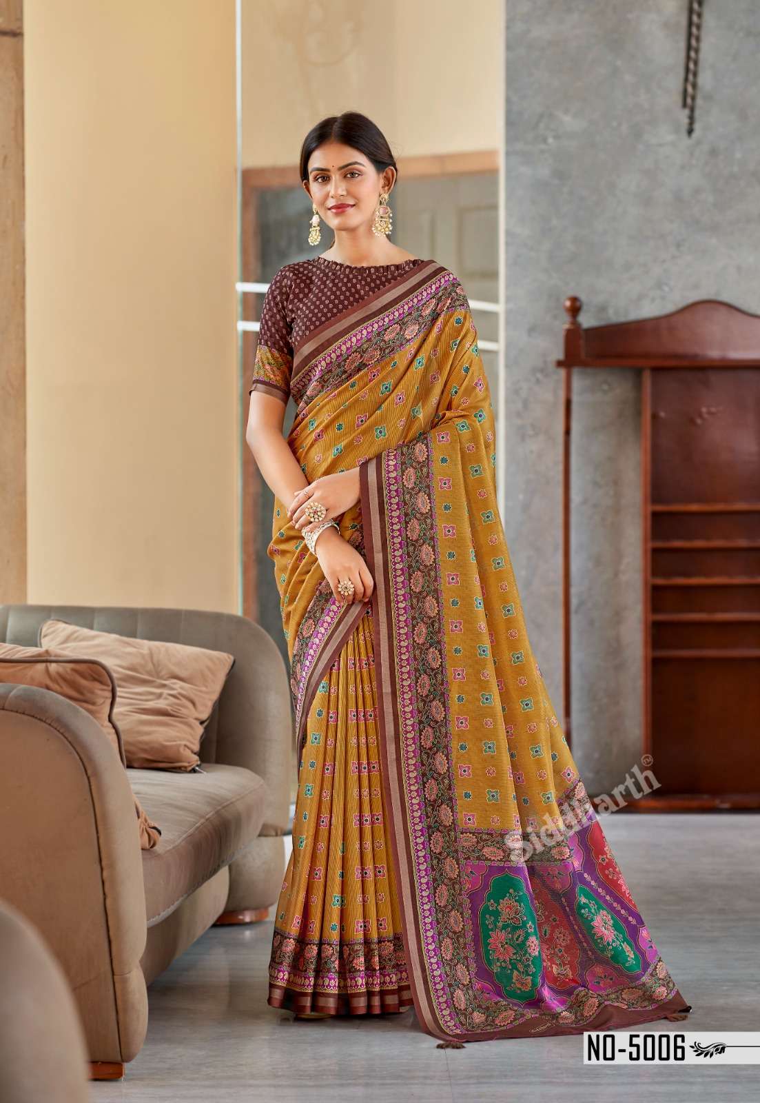 Siddhanth Silk Mills Vrandavan Prints Cotton Printed Sarees - Amrah Wholesale
