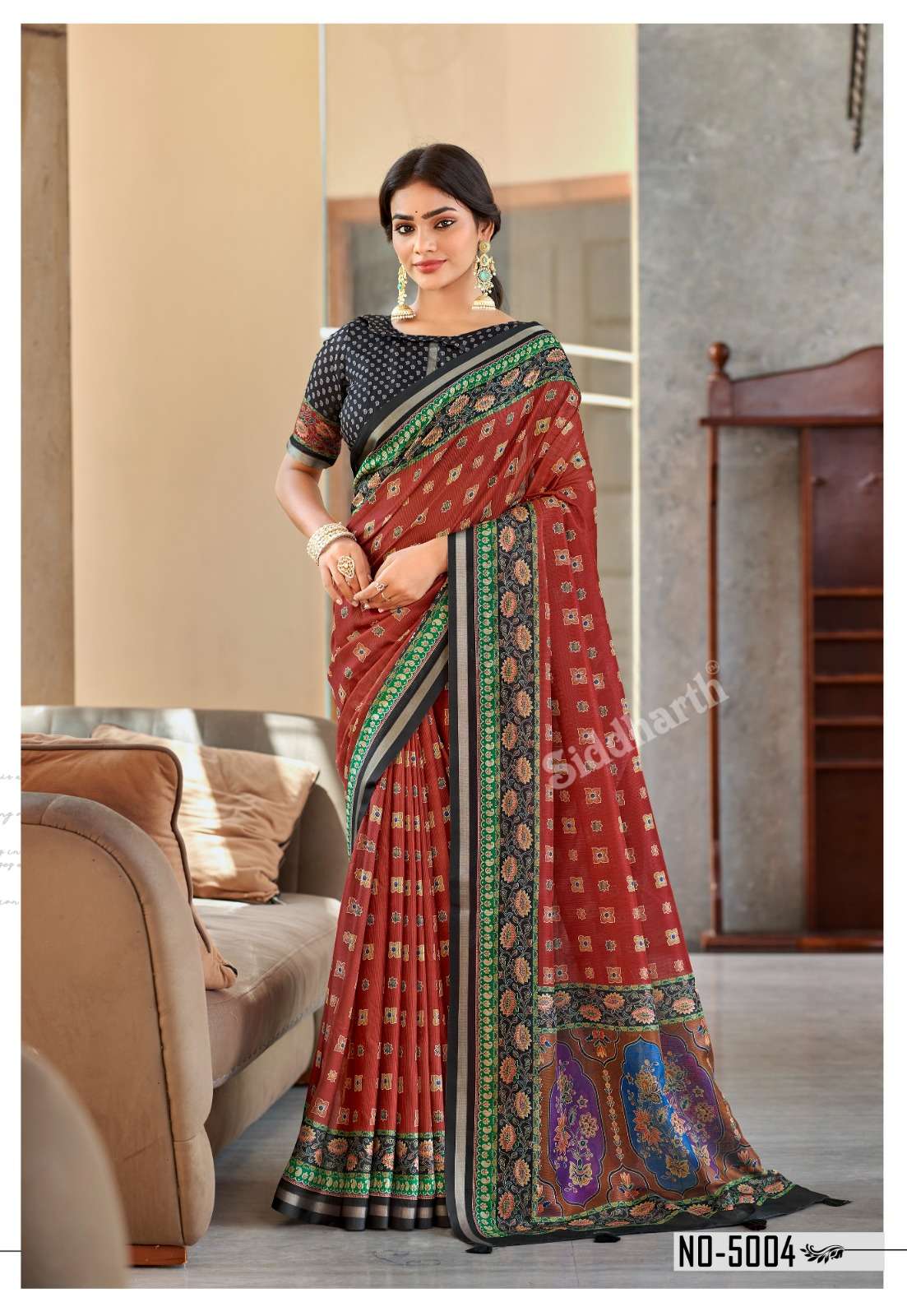 Siddhanth Silk Mills Vrandavan Prints Cotton Printed Sarees - Amrah Wholesale