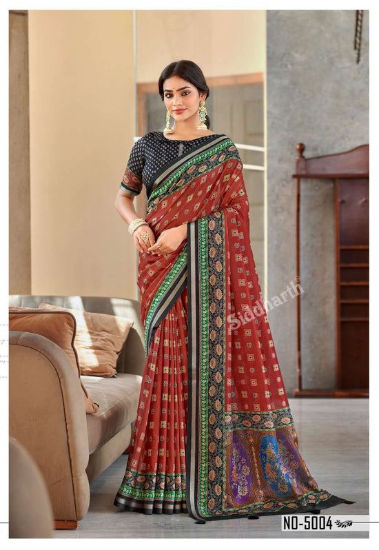 Siddhanth Silk Mills Vrandavan Prints Cotton Printed Sarees - Amrah Wholesale