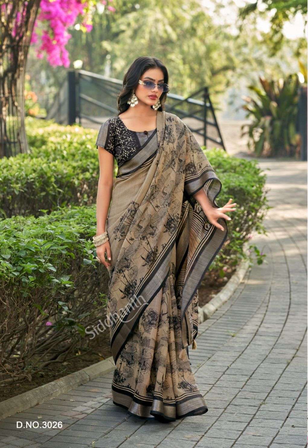 Siddhanth Weaves 3019 to 3027 Linen Cotton Saree - Amrah Wholesale