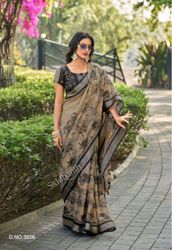 Siddhanth Weaves 3019 to 3027 Linen Cotton Saree - Amrah Wholesale