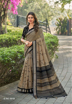 Siddhanth Weaves 3019 to 3027 Linen Cotton Saree - Amrah Wholesale