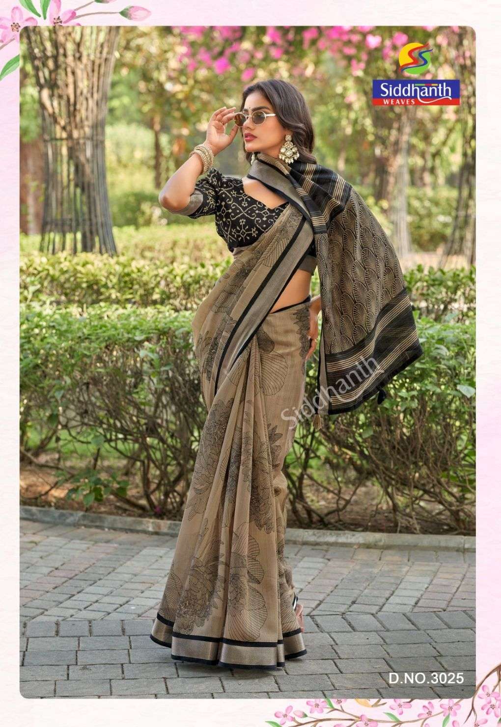Siddhanth Weaves 3019 to 3027 Linen Cotton Saree - Amrah Wholesale