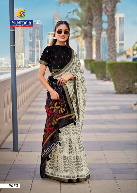 SIDDHANTH WEAVES BENGALI TANT Cotton Silk Printed Saree