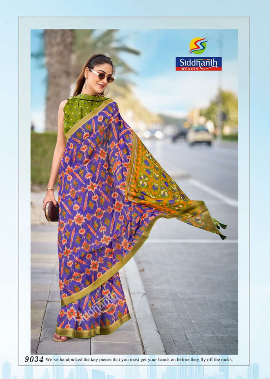 SIDDHANTH WEAVES BENGALI TANT Cotton Silk Printed Saree