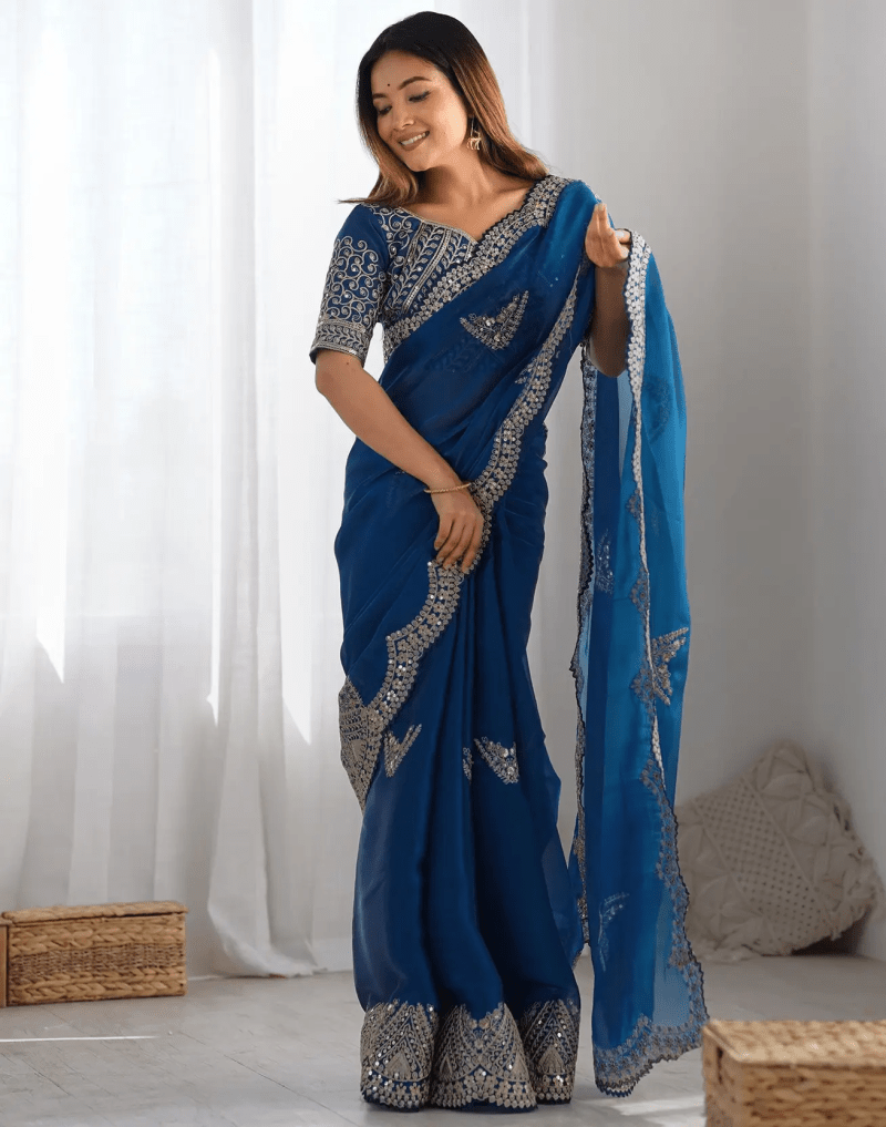 SM Pari 1 Satin Coding Sequence Work Saree - Amrah Wholesale