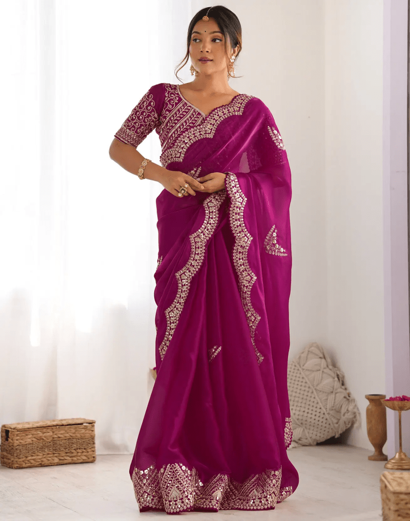 SM Pari 1 Satin Coding Sequence Work Saree - Amrah Wholesale
