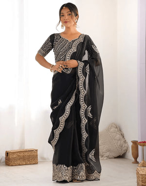 SM Pari 1 Satin Coding Sequence Work Saree - Amrah Wholesale