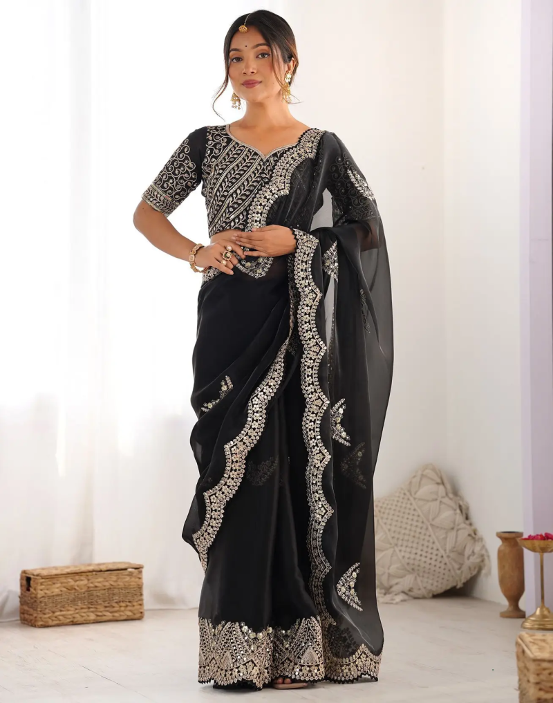 SM Pari 1 Satin Coding Sequence Work Saree