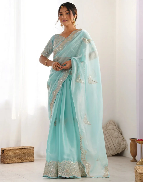 SM Pari 1 Satin Coding Sequence Work Saree