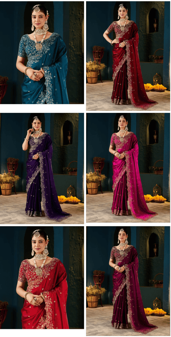 SM Pari 13 Fandy Satin Sequence Work Saree - Amrah Wholesale