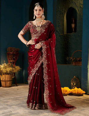 SM Pari 13 Fandy Satin Sequence Work Saree - Amrah Wholesale