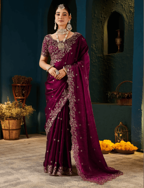 SM Pari 13 Fandy Satin Sequence Work Saree - Amrah Wholesale
