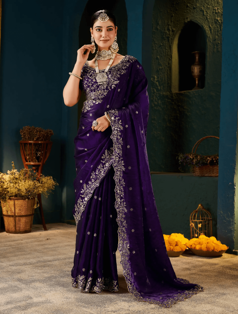 SM Pari 13 Fandy Satin Sequence Work Saree - Amrah Wholesale