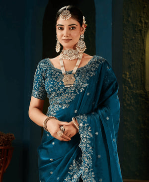 SM Pari 13 Fandy Satin Sequence Work Saree - Amrah Wholesale