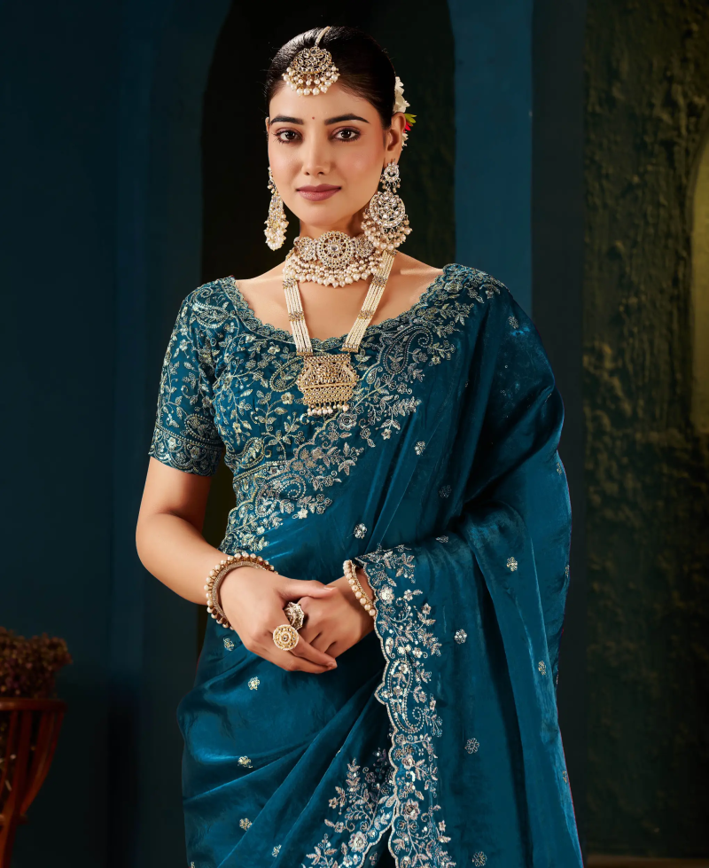 SM Pari 13 Fandy Satin Sequence Work Saree