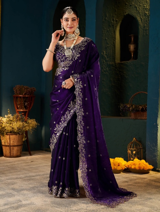 SM Pari 13 Fandy Satin Sequence Work Saree